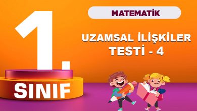 1. Sınıf Matematik Uzamsal İlişkiler Testi 4