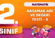 2. Sınıf Matematik Basamak Adı ve Basamak Değeri Testi-5
