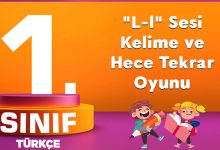 1. Sınıf Türkçe "L" Sesi Kelime ve Hece Tekrar Oyunu