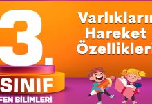 3. Sınıf Fen Bilimleri Varlıkların Hareket Özellikleri