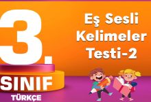 3. Sınıf Türkçe Eş Sesli Kelimeler Testi-2