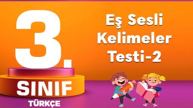 3. Sınıf Türkçe Eş Sesli Kelimeler Testi-2