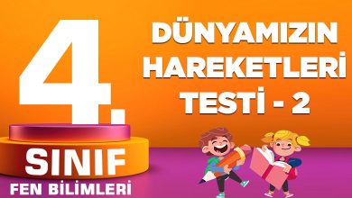 4. Sınıf Fen Bilimleri Dünyamızın Hareketleri Testi-2