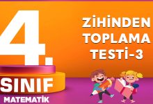 4. Sınıf Matematik Zihinden Toplama Testi-3