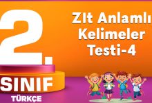 2. Sınıf Zıt Anlamlı Kelimeler Testi-4