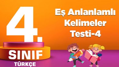 4. Sınıf Eş Anlanlamlı Kelimeler Testi-4