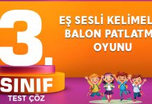 EŞ SESLİ KELİMELER BALON PATLATMA OYUNU
