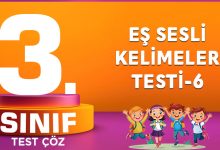 EŞ SESLİ KELİMELER TESTİ-6