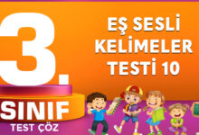EŞ SESLİ KELİMELER TESTİ 10