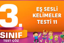 EŞ SESLİ KELİMELER TESTİ 11