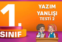 1. Sınıf Türkçe Yazım Yanlışı Testi 2
