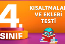 4. SINIF KISALTMALAR VE EKLERİ TESTİ