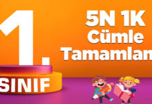 1. Sınıf Türkçe 5N 1K Cümle Tamamlama