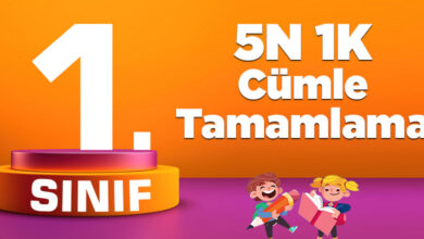 1. Sınıf Türkçe 5N 1K Cümle Tamamlama
