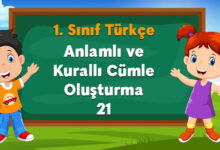 1. Sınıf Anlamlı ve Kurallı Cümle Oluşturma 21