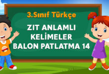 ZIT ANLAMLI KELİMELER BALON PATLATMA 14