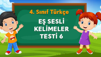 EŞ SESLİ KELİMELER TESTİ 6