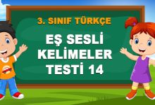 EŞ SESLİ KELİMELER TESTİ 14