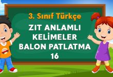 ZIT ANLAMLI KELİMELER BALON PATLATMA 16