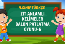 ZIT ANLAMLI KELİMELER BALON PATLATMA OYUNU-6