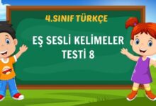 EŞ SESLİ KELİMELER TESTİ 8