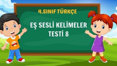 EŞ SESLİ KELİMELER TESTİ 8