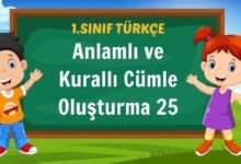 1. Sınıf Anlamlı ve Kurallı Cümle Oluşturma