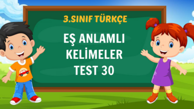 EŞ ANLAMLI KELİMELER TEST 30