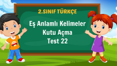 Eş Anlamlı Kelimeler Kutu Açma Test 22