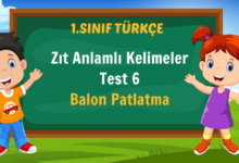 Zıt Anlamlı Kelimeler Test 6