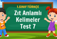 Zıt Anlamlı Kelimeler Test 7