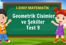 1. Sınıf Geometrik Cisimler ve Şekiller Test 8