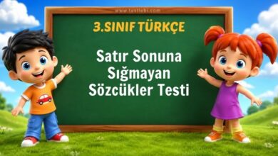 3. Sınıf Satır Sonuna Sığmayan Sözcükler Testi