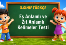 Eş Anlamlı ve Zıt Anlamlı Kelimeler Testi