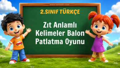 Zıt Anlamlı Kelimeler Balon Patlatma Oyunu