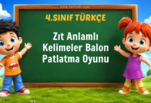 Zıt Anlamlı Kelimeler Balon Patlatma Oyunu