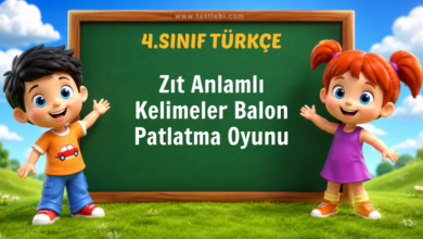Zıt Anlamlı Kelimeler Balon Patlatma Oyunu